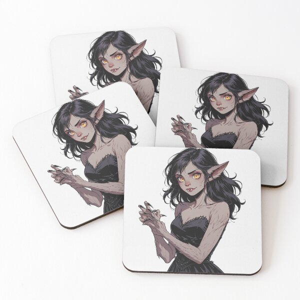 Item preview, Cute yet creepy and  beautiful fiery werewolf girl illustration designed and sold by Vintage Designs +.