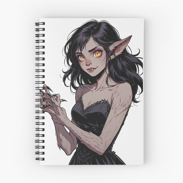 Item preview, Cute yet creepy and  beautiful fiery werewolf girl illustration designed and sold by Vintage Designs +.