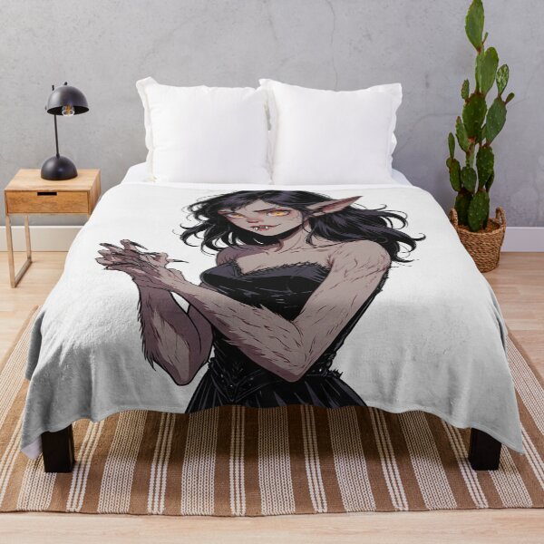 Item preview, Cute yet creepy and beautiful fiery werewolf girl illustration designed and sold by Vintage Designs +.