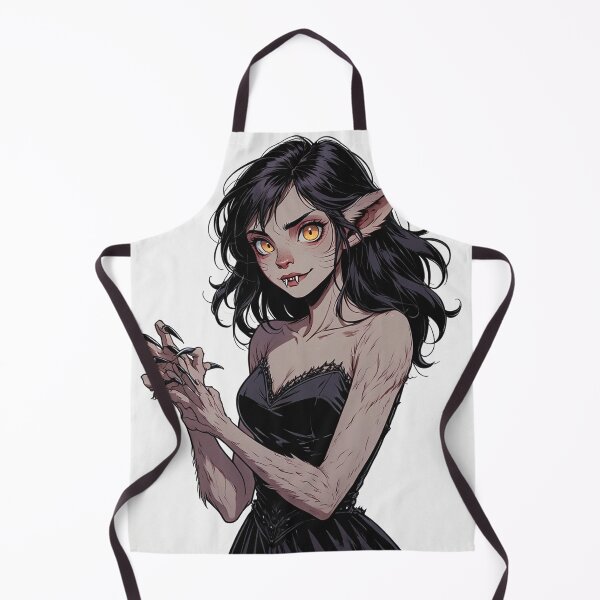 Item preview, Cute yet creepy and beautiful fiery werewolf girl illustration designed and sold by Vintage Designs +.