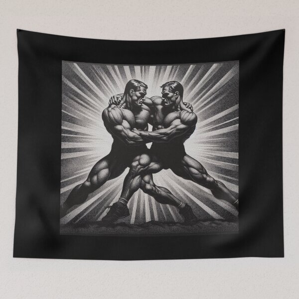 Item preview, 1950s Berlin Gay Wrestlers Tom of Finland Tribute Gay Pride Graphic Design designed and sold by ItsAKinkThing.