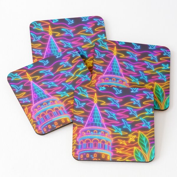 Item preview, Galata Tower Neon Glow – Istanbul Night Skyline Digital Art designed and sold by Pacika.