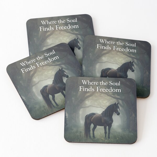 Item preview, Friesian in a Mystical Forest with Quote designed and sold by Friesian-Fan-S.