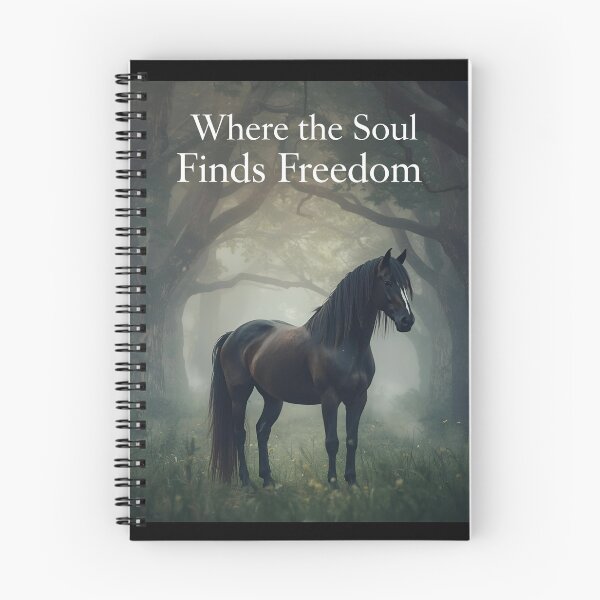 Item preview, Friesian in a Mystical Forest with Quote designed and sold by Friesian-Fan-S.