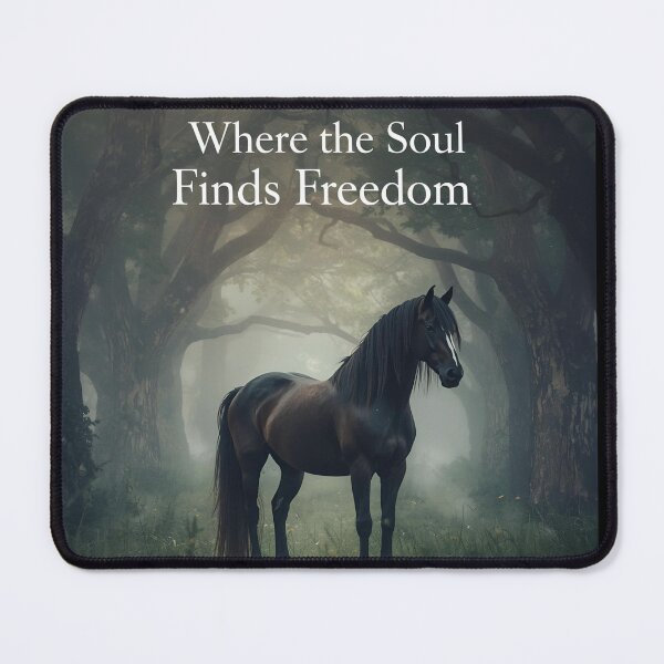 Item preview, Friesian in a Mystical Forest with Quote designed and sold by Friesian-Fan-S.