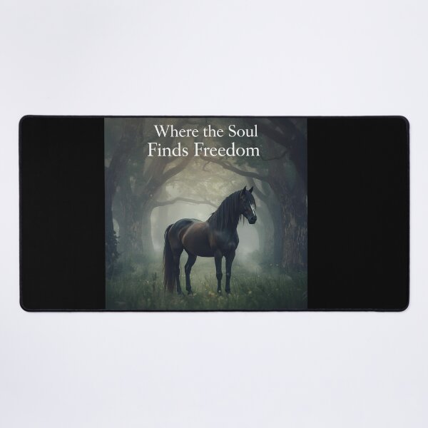 Item preview, Friesian in a Mystical Forest with Quote designed and sold by Friesian-Fan-S.