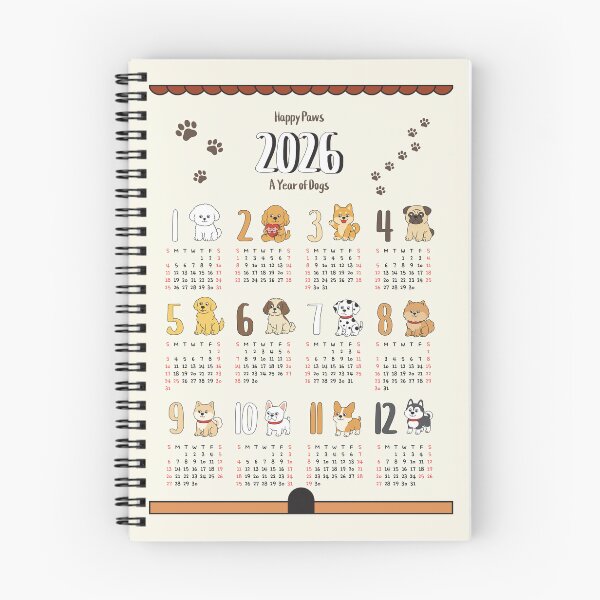 Item preview, 2026 Cute Dog Calendar | Monthly Puppy Illustration Wall Art Gift designed and sold by JOOKDesign.