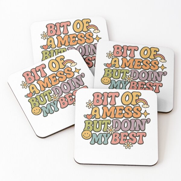 Item preview, funny Bit of a Mess but Doing My Best groovy Motivational Mental Health Anxiety Quote designed and sold by LuxeGraphix.