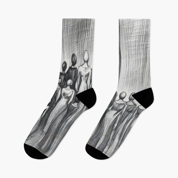 Item preview, Monochrome Elegance – Walking Figures (Modern Minimal Wall Art) designed and sold by PurpleRoseReina.