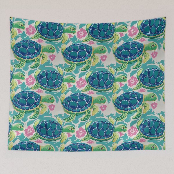 Item preview, Preppy cute turtles in turquoise and pink designed and sold by SophieClimaArt.