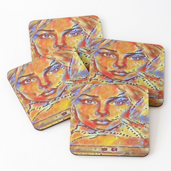 Item preview, Golden Ember – Neon-Infused Abstract Face | Contemporary Wall Art designed and sold by PurpleRoseReina.