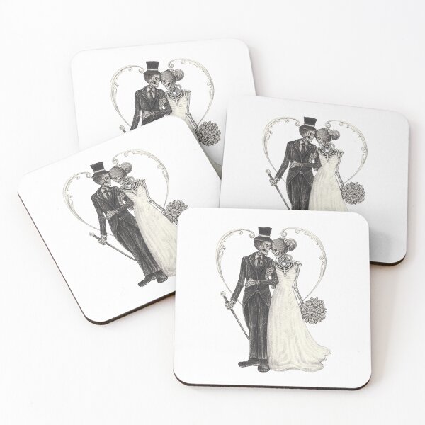 Item preview, Skeletons in love couple skull day of the dead. designed and sold by Jiwsurreal.