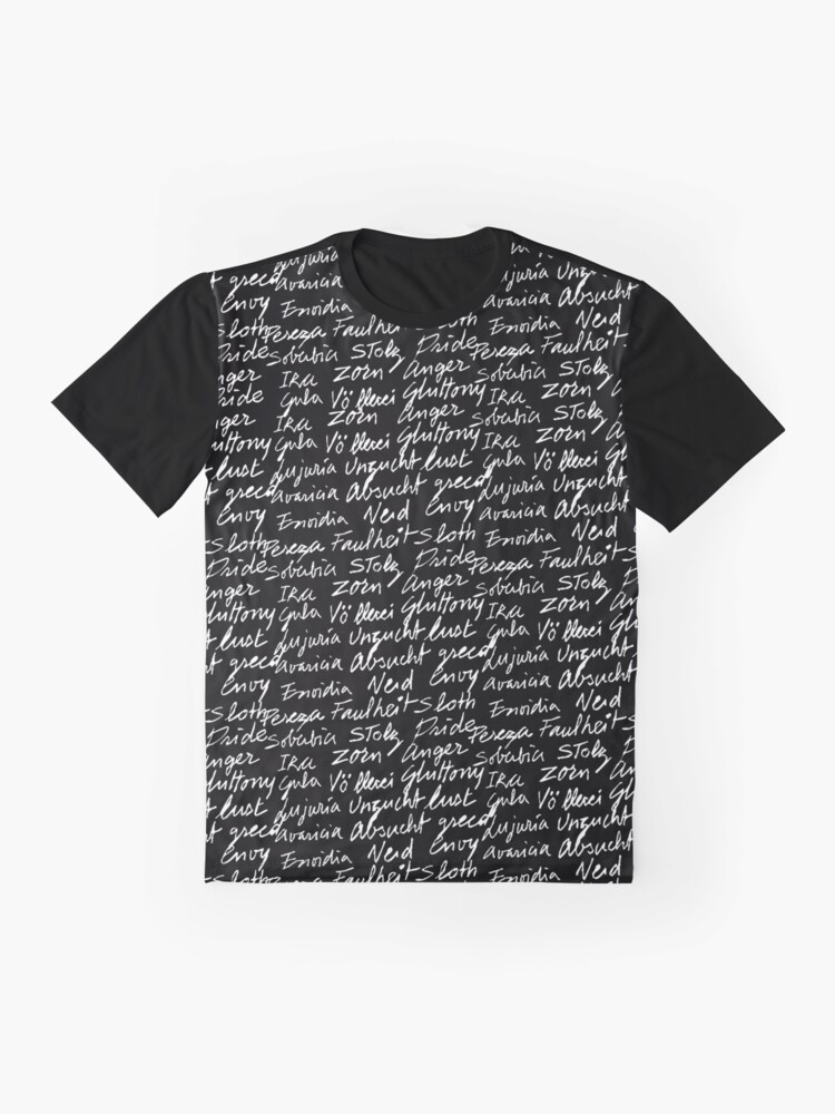 Imagen 4 de 5, Camiseta gráfica con la obra Los siete pecados capitales (color texto blanco), diseñada y vendida por VictoriaCF.