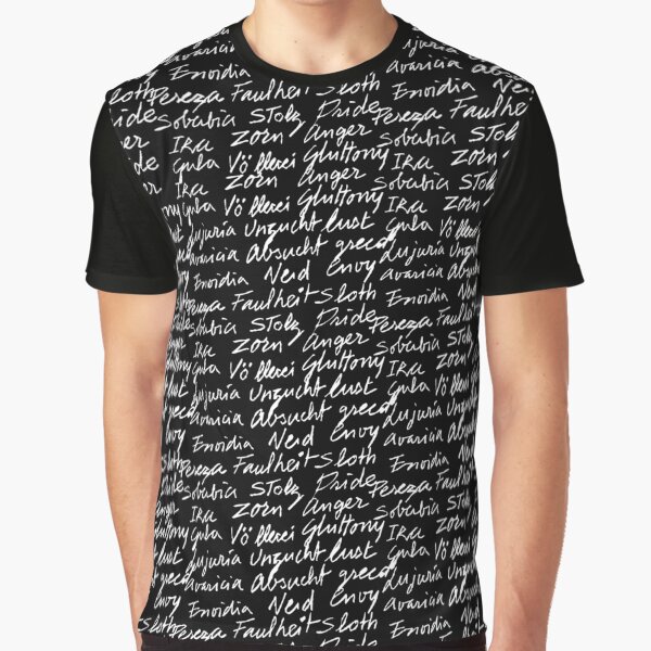 Los siete pecados capitales (color texto blanco) Camiseta gráfica