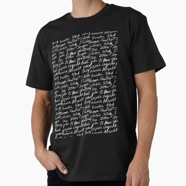 Vista previa del artículo con la obra «Los siete pecados capitales (color texto blanco)», diseñado y vendido por Victoria Contreras Flores.