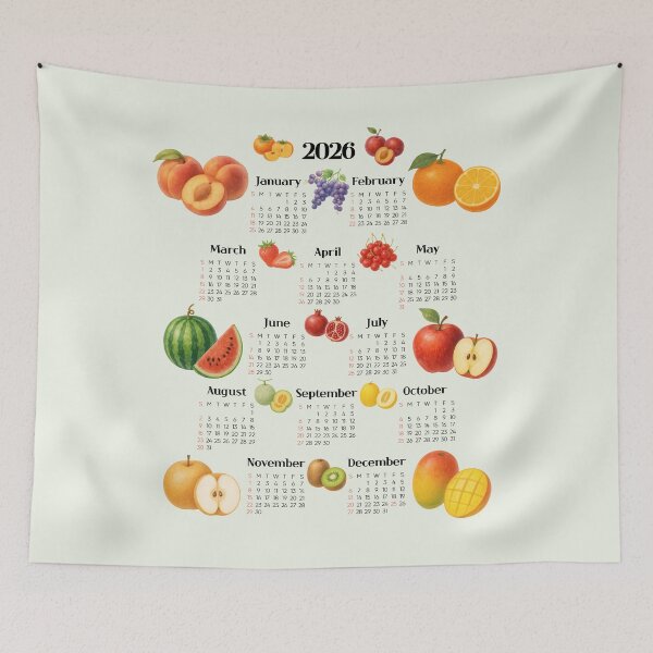 Item preview, 2026 Watercolor Fruit Calendar | Monthly Seasonal Fruit Art Wall Calendar designed and sold by JOOKDesign.