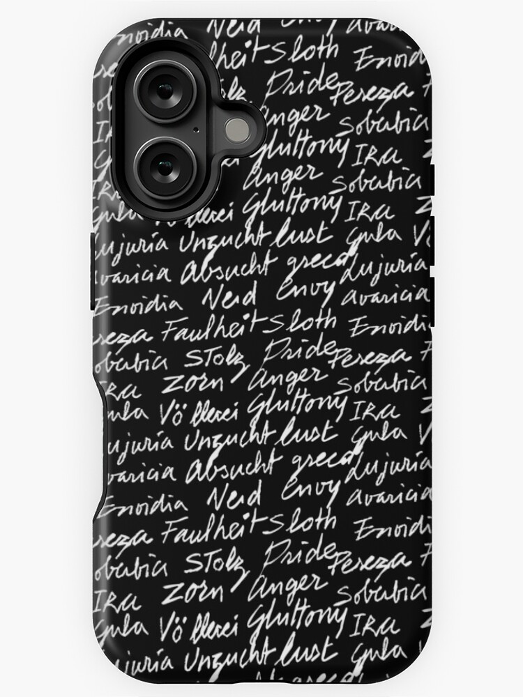 Imagen 1 de 4, Funda de iPhone con la obra Los siete pecados capitales (color texto blanco), diseñada y vendida por VictoriaCF.