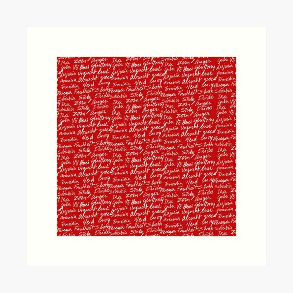 Vista previa del artículo con la obra «Los siete pecados capitales (color texto blanco)», diseñado y vendido por Victoria Contreras Flores.