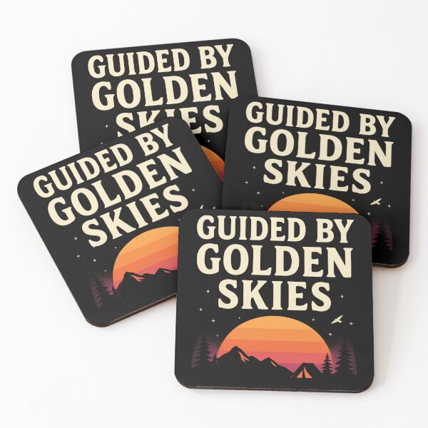 Item preview, Guided by Golden Skies – Retro Sunset Camping Hiking Outdoors  designed and sold by POD DYNASTY | Original Print On Demand T-Shirt Graphics.