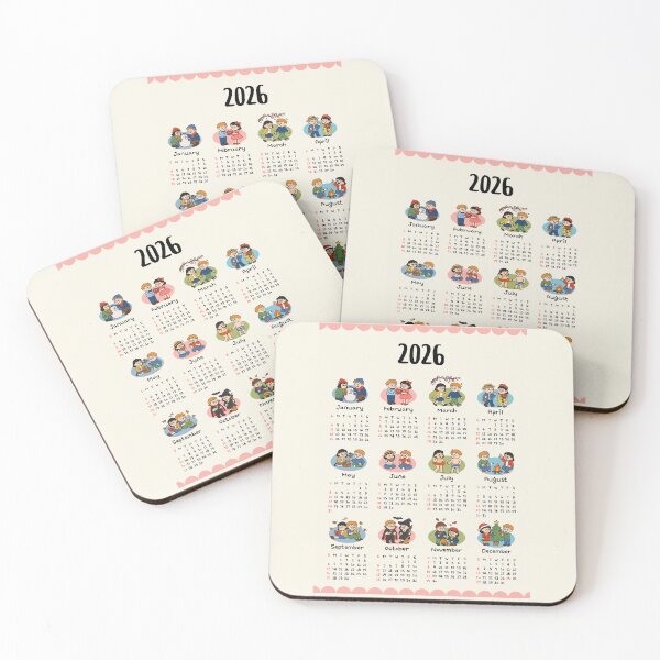 Item preview, 2026 Cute Couple Character Calendar | Monthly Love-Themed Illustration Art designed and sold by JOOKDesign.