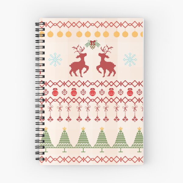 Item preview, Seamless pixel art Christmas pattern with red reindeer green trees snowflakes and festive ornaments designed and sold by Crispifly.