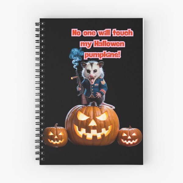 Item preview, a opossum with a rifle guarding his Halloween pumpkins designed and sold by Jalapenoo.