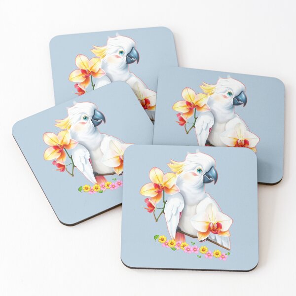 Item preview, Vibrant Cockatoo Parrot with Tropical Flowers – Exotic Jungle Art designed and sold by Naturalite19.