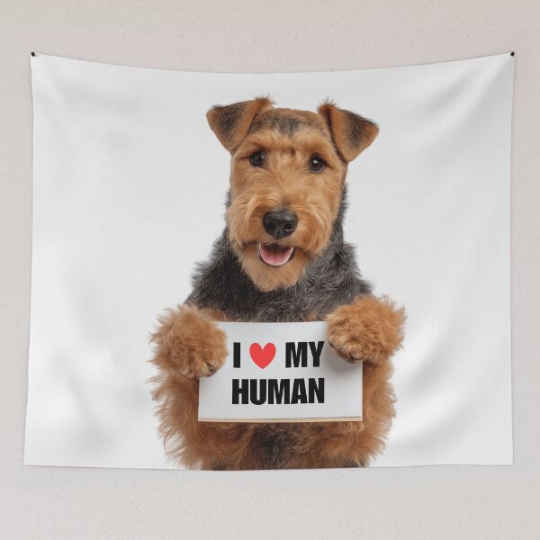 Item preview, Cute Welsh Terrier dog with Signboard I love my Human  designed and sold by LazyOwlStore.