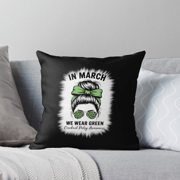 Item preview, In March We Wear Green Cerebral Palsy CP Awareness Messy Bun designed and sold by CookWorldLaughs.