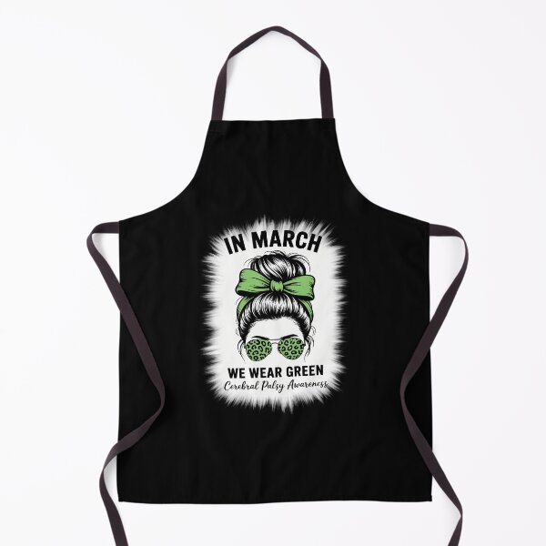 Item preview, In March We Wear Green Cerebral Palsy CP Awareness Messy Bun designed and sold by CookWorldLaughs.