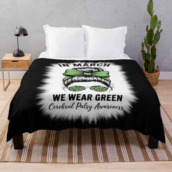 Item preview, In March We Wear Green Cerebral Palsy CP Awareness Messy Bun designed and sold by CookWorldLaughs.