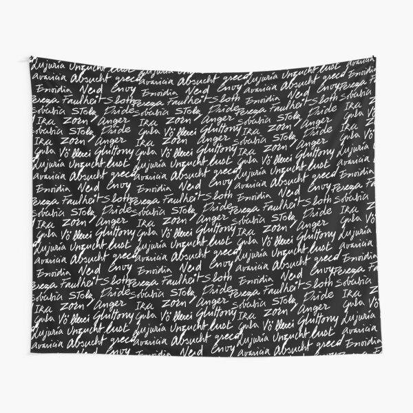 Los siete pecados capitales (color texto blanco) Tela decorativa