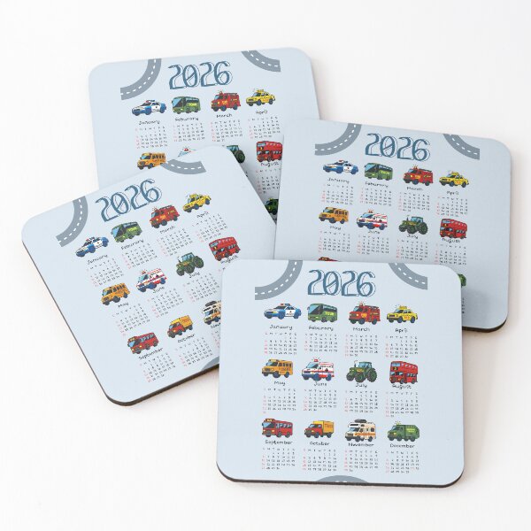 Item preview, 2026 Kids Car Calendar | Cute Vehicle Illustration Monthly Wall Art designed and sold by JOOKDesign.