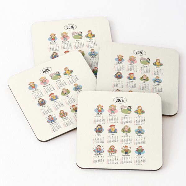 Item preview, 2026 Cute Character & Floral Calendar | Kawaii Art Monthly Wall Decor designed and sold by JOOKDesign.