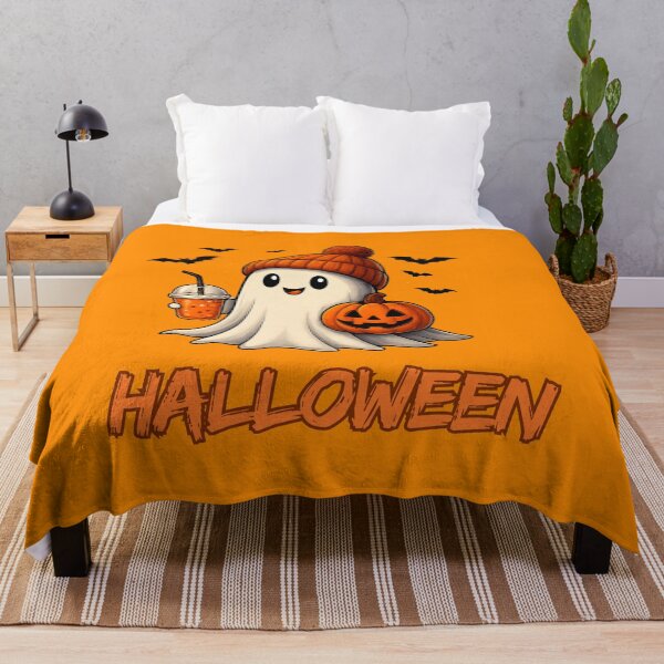 Item preview, Cute Ghost with Pumpkin & Boba Drink | Halloween Design designed and sold by DesignsByTaina.