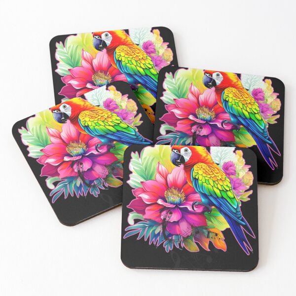 Item preview, Colorful Parrot on Exotic Bloom – Vibrant Tropical Nature Art designed and sold by Naturalite19.