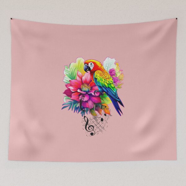 Item preview, Colorful Parrot on Exotic Bloom – Vibrant Tropical Nature Art designed and sold by Naturalite19.