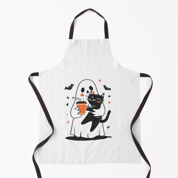 Item preview, Friendly ghost with black cat and pumpkin latte sticker designed and sold by DadGenX.