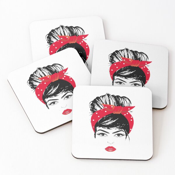 Item preview, Vintage Pin-Up Girl with Red Bandana | Retro Feminist Pop Art Design designed and sold by Dragonfly-10.