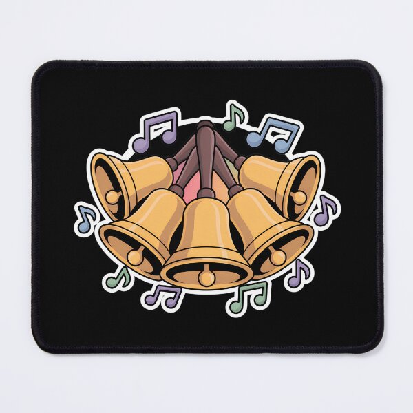 Item preview, Five Golden Handbells with Musical Notes – Cartoon Design for Choir and Music Lovers designed and sold by VividOrganica.