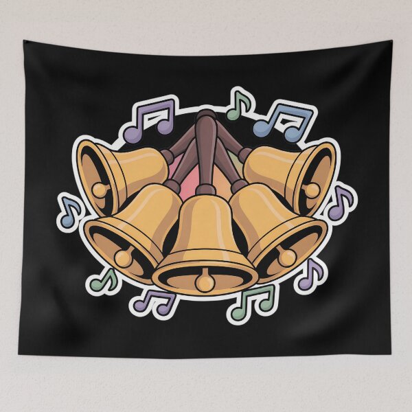 Item preview, Five Golden Handbells with Musical Notes – Cartoon  Design for Choir and Music Lovers designed and sold by VividOrganica.