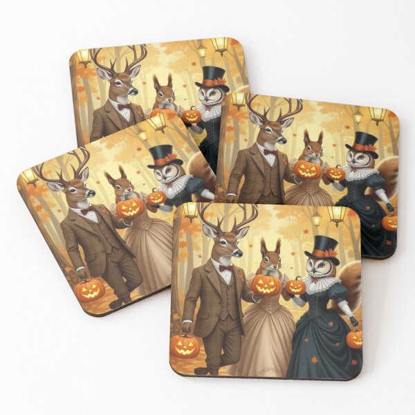 Item preview, Masquerade in the Golden Forest: Elegant Deer, Squirrel & Owl designed and sold by Cherry Peony.
