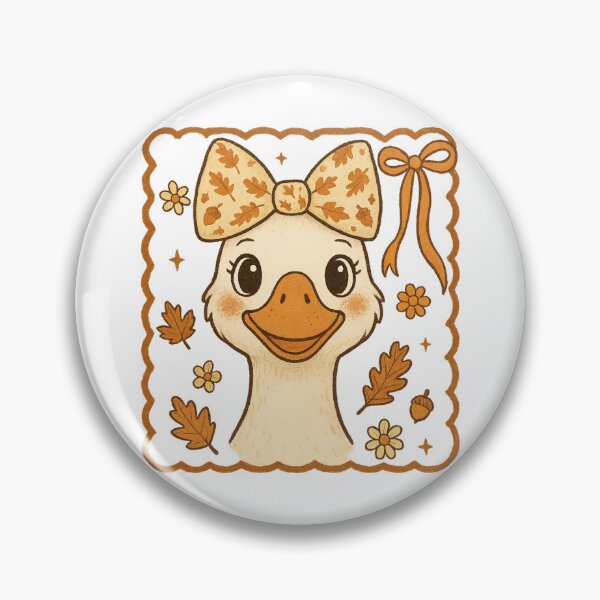 Item preview, vintage Autumn Goose illustration Floral Fall Pumpkin Goose Coquette Bow designed and sold by LuxeGraphix.