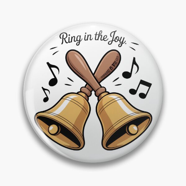 Item preview, Cartoon Crossed Handbells – Gold Musical Bell Illustration with Notes designed and sold by VividOrganica.