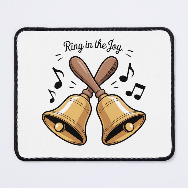 Item preview, Cartoon Crossed Handbells – Gold Musical Bell Illustration with Notes designed and sold by VividOrganica.