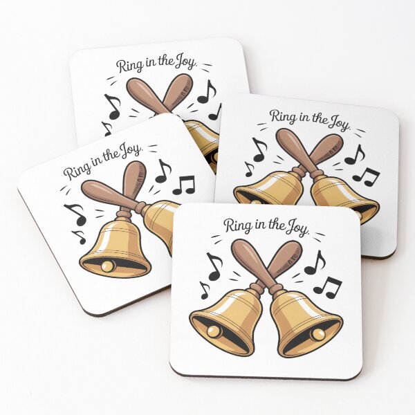 Item preview, Cartoon Crossed Handbells – Gold Musical Bell Illustration with Notes designed and sold by VividOrganica.