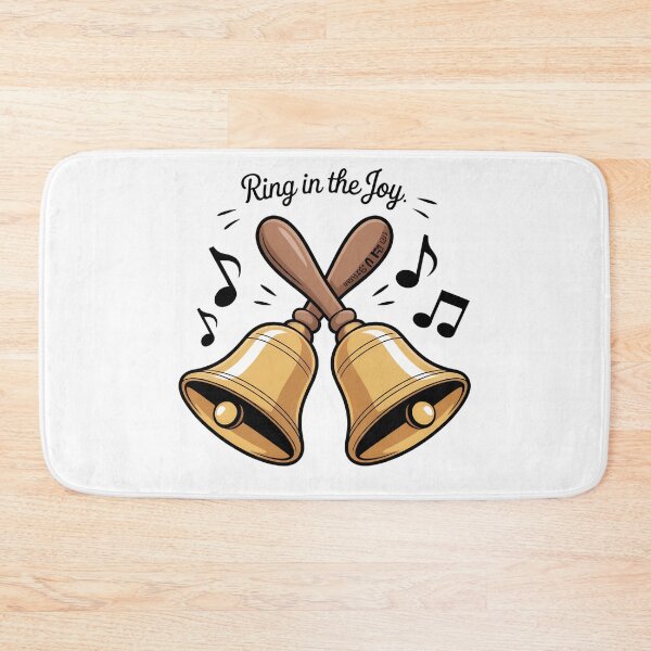 Item preview, Cartoon Crossed Handbells – Gold Musical Bell Illustration with Notes designed and sold by VividOrganica.