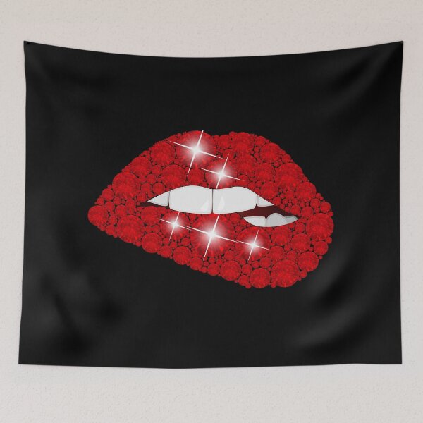 Item preview, Sparkling Red Lips Bite | Glam Sexy Pop Art Diamond Lips Design designed and sold by Dragonfly-10.