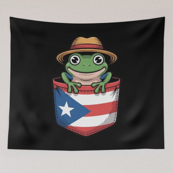 Item preview, Bolsillo de la bandera de Puerto Rico de la rana Jibaro Coqui designed and sold by BHMARTS.