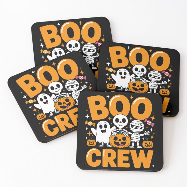 Item preview, Ghostly Gang: A playful and fun design with a group of Halloween hooligans. A ghost, an alien mummy, and an alien are all together with pumpkins, causing a bit of spooky trouble. designed and sold by Grang Art Artistic Designs.